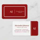 Carte De Visite Modern Chic Green Monogram Stylish Trendy (Devant / Derrière)