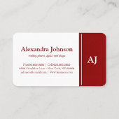 Carte De Visite Modern Chic Green Monogram Stylish Trendy (Dos)