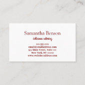 Carte De Visite Modern Chic Kitchen Utensils Cooking and Catering (Dos)