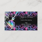 Carte De Visite Modern Chic Maid Cleaning House Holograph Leopard (Devant)