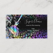Carte De Visite Modern Chic Maid Cleaning House Holograph Leopard (Devant)