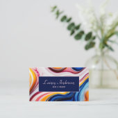 Carte De Visite Modern chic Trendy yellow pink blue faux marble (Debout devant)