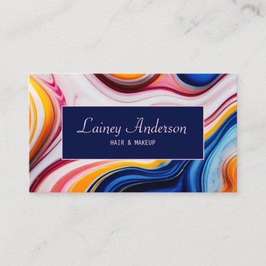 Carte De Visite Modern chic Trendy yellow pink blue faux marble (Devant)