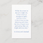 Carte De Visite Modern Classic Photo In Loving Memory Prayer Card (Dos)