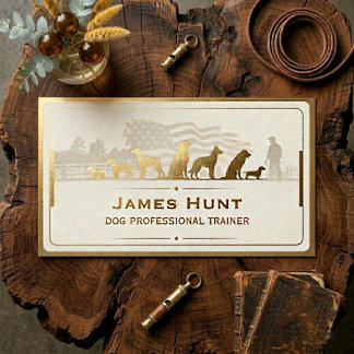 Carte De Visite Modern Classy Dog Trainer Puppy Gold Business Card