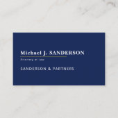 Carte De Visite Modern clean navy blue attorney at law name (Devant)