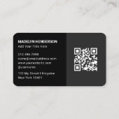 Carte De Visite Modern Clean Simple 2 Black Stamp Monogram QR Code (Dos)