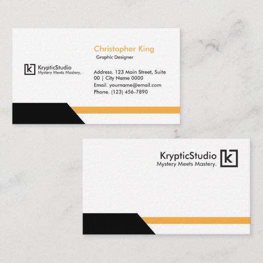 Carte De Visite Modern Clean White Bold Geometric KrypticStudio (Devant / Derrière)