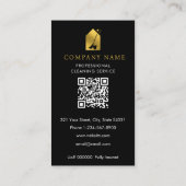 Carte De Visite Modern Cleaning Cleaner Service Logo Gold QR Code (Dos)
