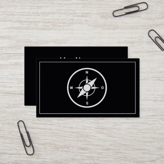 Carte De Visite Modern Compass Gold Nautical Business Card (Devant/Arrière en situation)