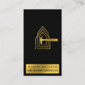 Carte De Visite Modern Construction Black Gold Home Building Lux (Devant)
