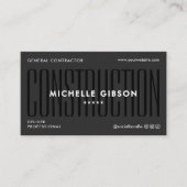 Carte De Visite Modern Construction Contractor Engineer Black (Devant)