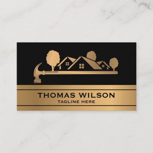 Carte De Visite Modern Construction Handyman Carpenter Tools Gold (Devant)