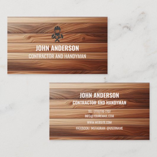 Carte De Visite Modern Construction Handyman Contractor Renovation (Devant / Derrière)
