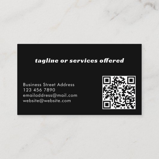 Carte De Visite Modern Cool Black Custom QR Code Professional (Dos)