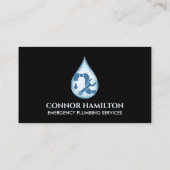 Carte De Visite Modern Cool Blue Emergency Plumbing Services (Dos)