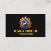 Carte De Visite Modern Cool Cartoon Plumber Blue Orange (Dos)