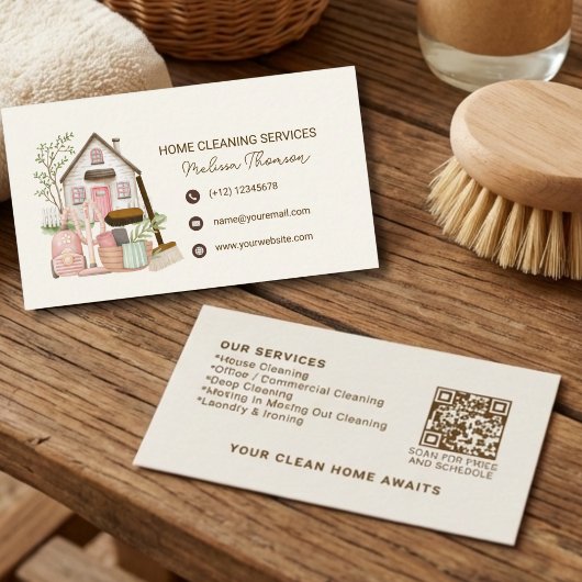 Carte De Visite Modern Cozy Professional House Cleaning