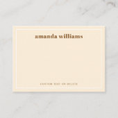 Carte De Visite Modern cream color name and text mini notecard (Devant)