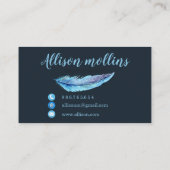 Carte De Visite Modern Creative Writer Feather Logo (Dos)