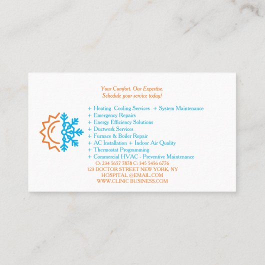 Carte De Visite Modern CUSTOMIZABLE Heating & Cooling (Dos)