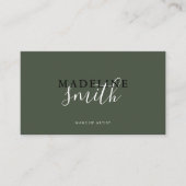 Carte De Visite Modern Dark Green Script QR code (Devant)