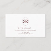 Carte De Visite Modern Dark Red Minimalist Business Card (Dos)