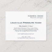 Carte De Visite Modern Deep Blue Power Pressure Wash (Dos)