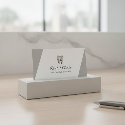 Carte De Visite Modern Dental Clinic Logo QR Code Dentist