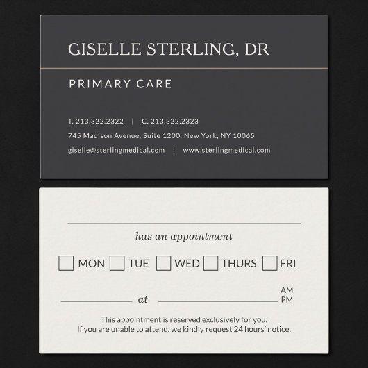 Carte De Visite Modern Doctor Office Appointment Reminder