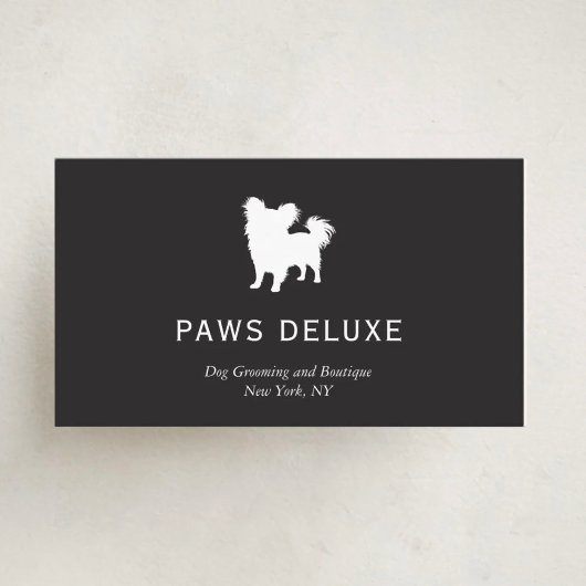 Carte De Visite Modern Dog Grooming Silhouette Logo | Charcoal