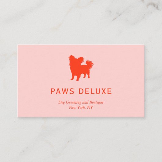 Carte De Visite Modern Dog Grooming Silhouette Logo | Orange (Devant)