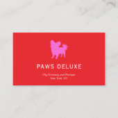 Carte De Visite Modern Dog Grooming Silhouette Logo | Red (Devant)