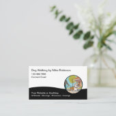 Carte De Visite Modern Dog Walking Services Business Cards (Debout devant)