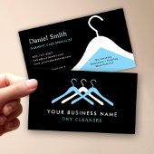 Carte De Visite Modern Dry Cleaning Laundry Hanger Black & Blue
