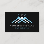 Carte De Visite Modern Dry Cleaning Laundry Hanger Black & Blue (Devant)