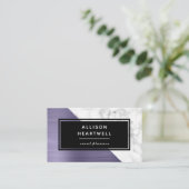 Carte De Visite Modern Dusty Lavender Brushed Metal Marble Black (Debout devant)