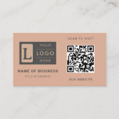 Carte De Visite Modern Dusty Rose QR Code Minimalist Custom Logo (Devant)