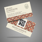 Carte De Visite Modern Earthy Mosaic Interior Designer QR Code