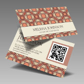 Carte De Visite Modern Earthy Mosaic Interior Designer QR Code