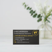 Carte De Visite Modern Electrician Branding Black Yellow Metallic (Debout devant)