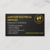 Carte De Visite Modern Electrician Branding Black Yellow Metallic (Dos)