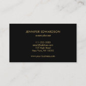Carte De Visite Modern Elegant gold black professional minimalist  (Dos)