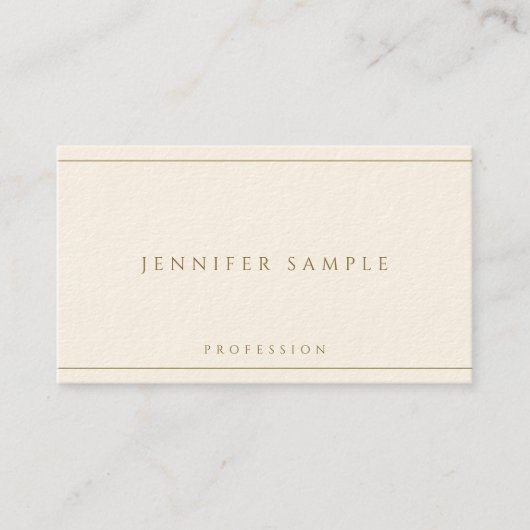 Carte De Visite Modern Elegant Gold Text Luxury Signature Cream (Devant)