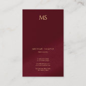 Carte De Visite Modern Elegant Gold Text Monogram Vertical Oceania (Dos)