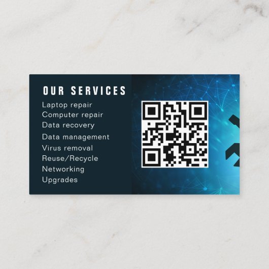 Carte De Visite Modern Elegant Grey Blue Circuit Computer Repair (Dos)