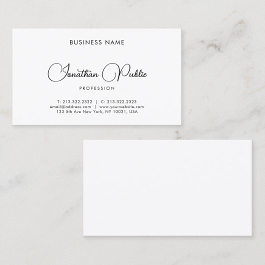 Carte De Visite Modern Elegant Minimalist Calligraphy Script (Devant / Derrière)