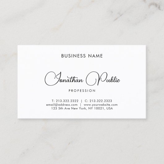 Carte De Visite Modern Elegant Minimalist Calligraphy Script (Devant)
