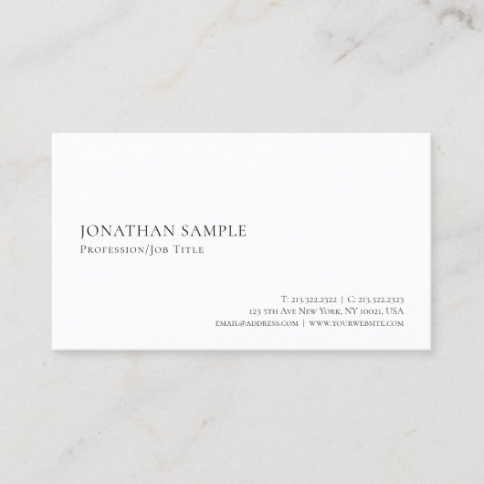Carte De Visite Modern Elegant Minimalist Create Your Own (Devant)
