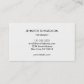 Carte De Visite Modern elegant minimalist plain white professional (Dos)